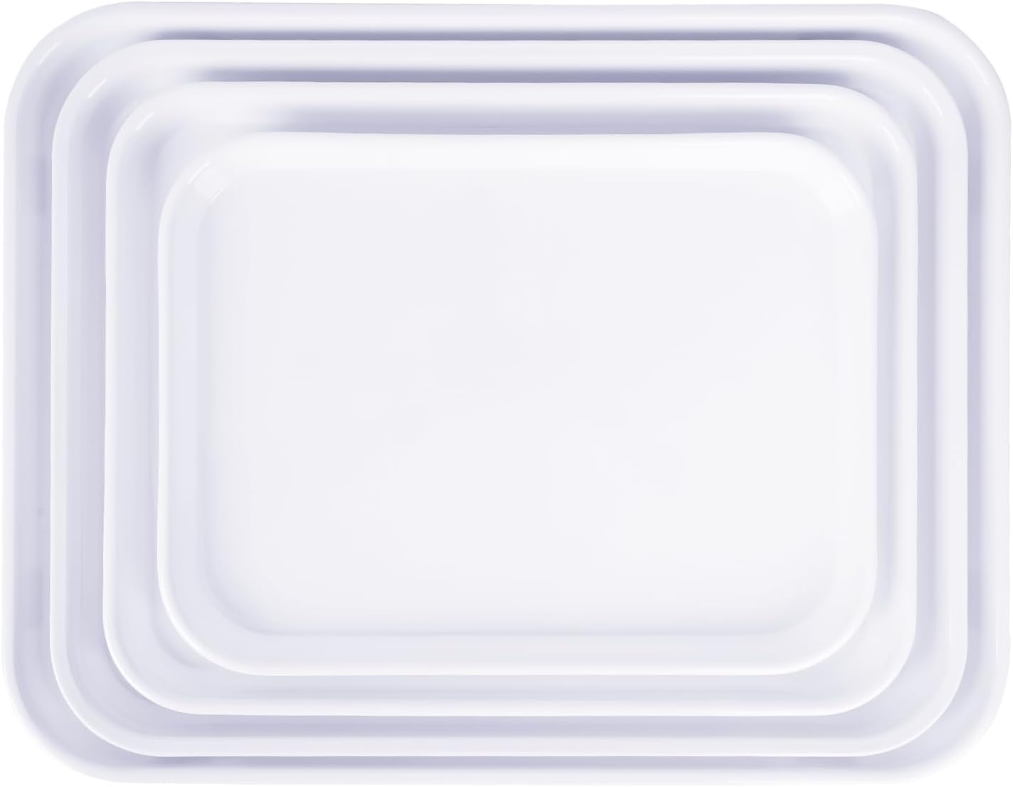 Melamine Serving Trays, 4 Pack, Rectangle, White