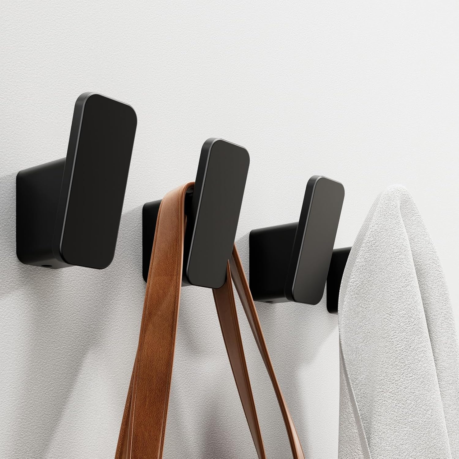 Matte Black Wall Hooks for Coats and Robes, 4 Pack