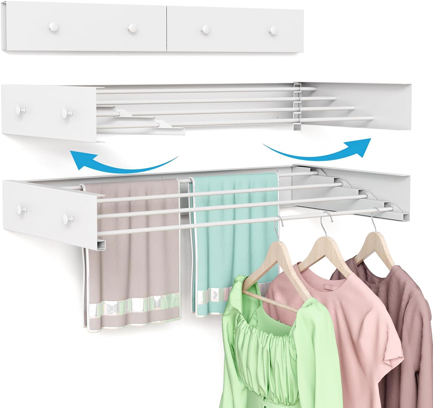 BAKON Wall-Mounted Clothes Drying Rack, 23.6 Inch, Space Saving