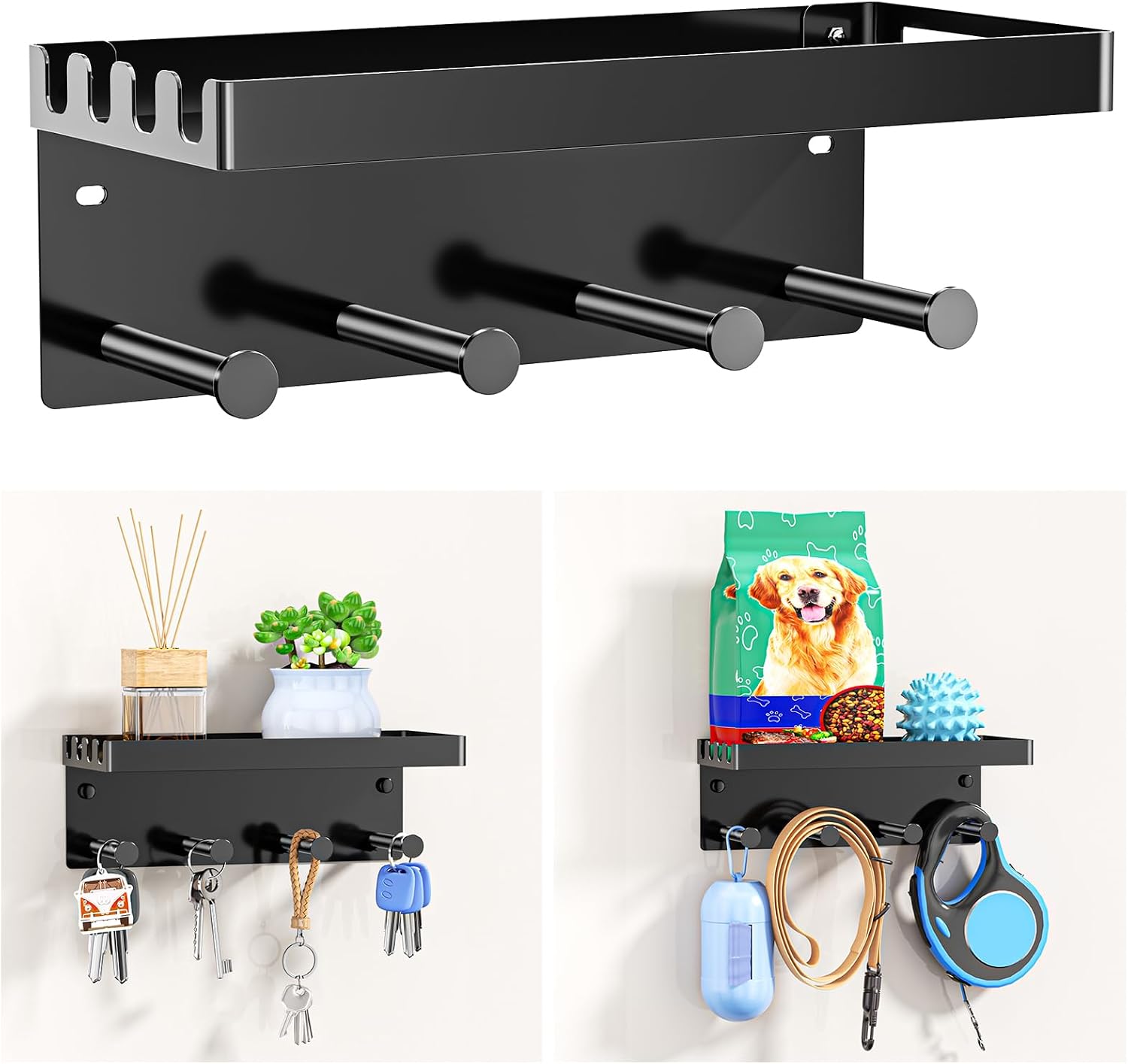 Dog Leash Holder for Wall, Key Holder Wall Mount, Metal Dog Leash Hooks