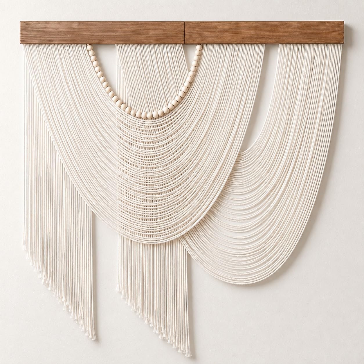 Large Macrame Wall Hanging, 31.5 x 31.5 Inch, Boho Beige