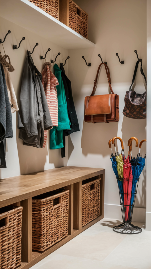 Thoughtful wall decor giving an entryway real character