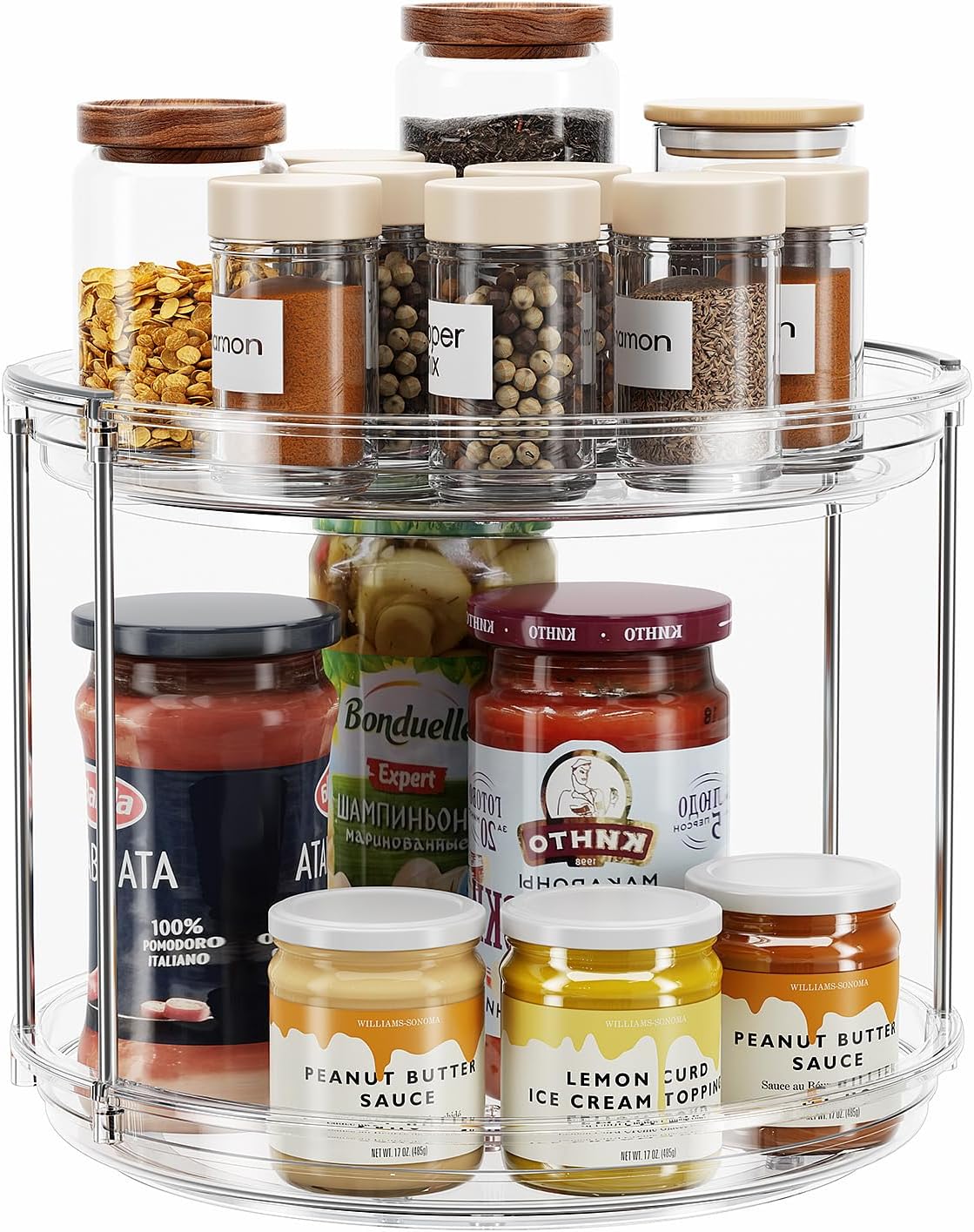 LAMU 2 Tier Lazy Susan Turntable Organizer for Cabinet, 9.25 Inch