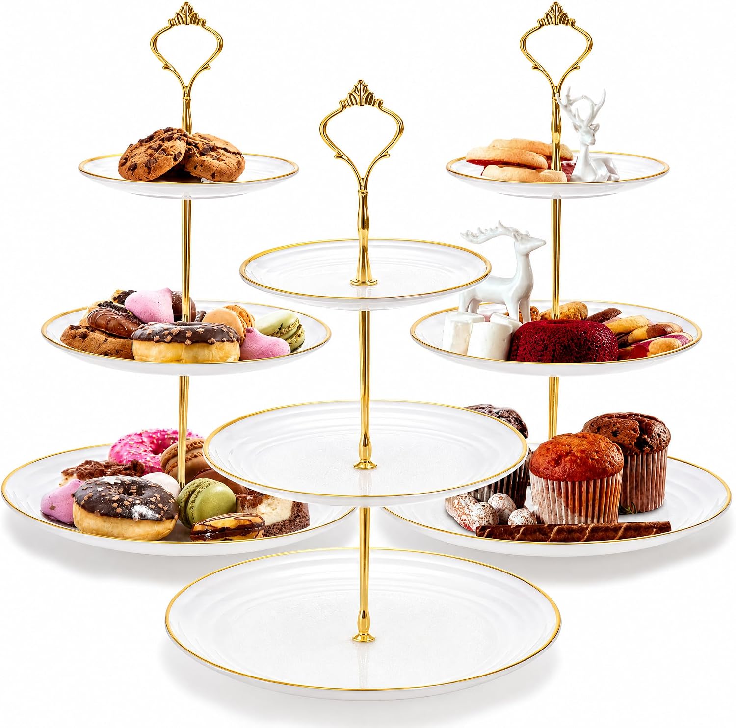 Goaste 3 Tier Round Plastic Cupcake Stand Towers, 3 Pack