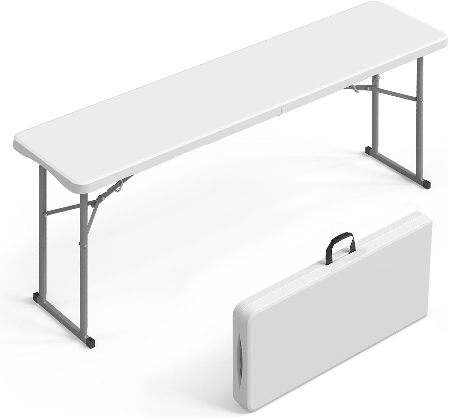 VINGLI 6 Ft Narrow Folding Table, Tabletop Folds in Half