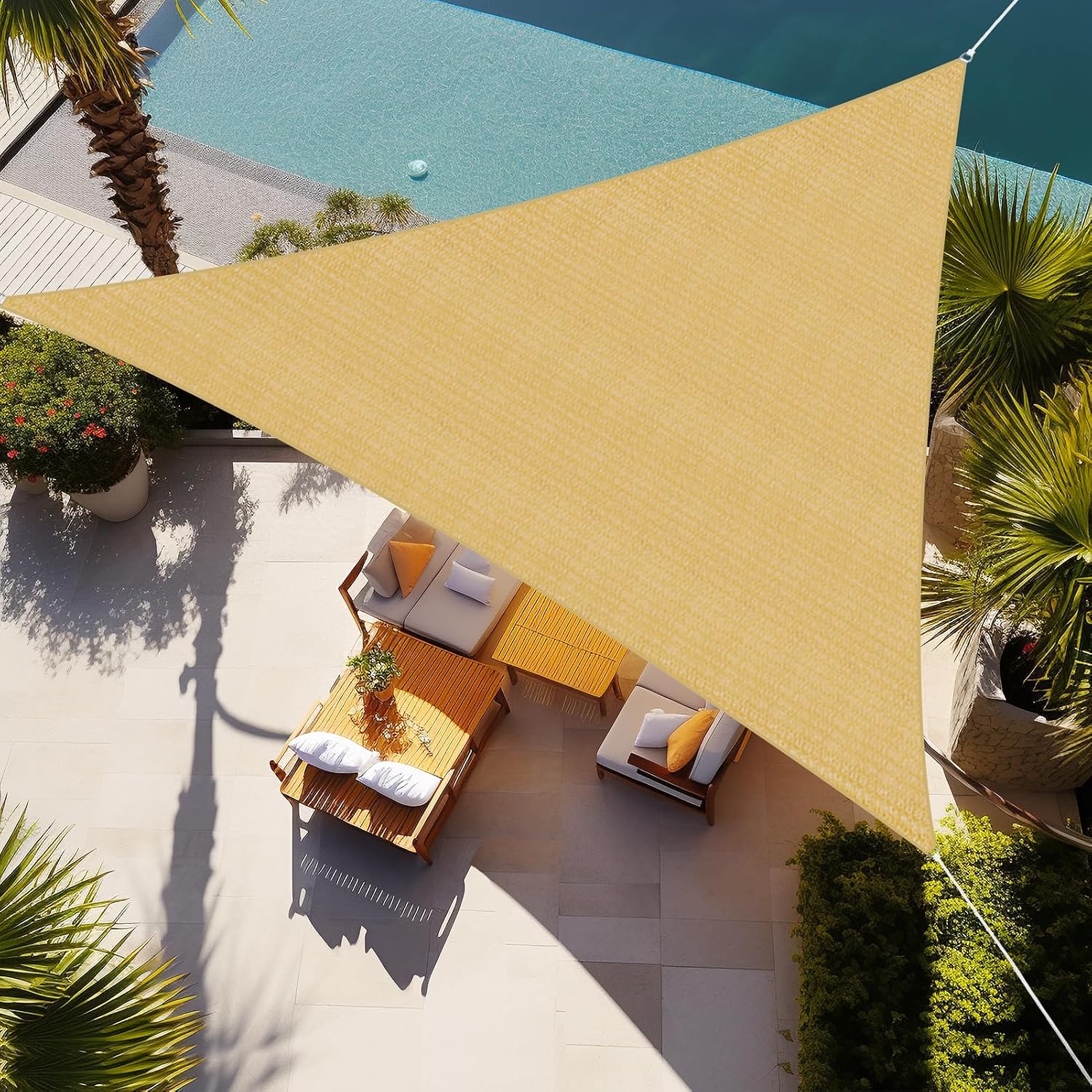Shade and Beyond 16 Ft Triangle Sun Shade Sail, Sand