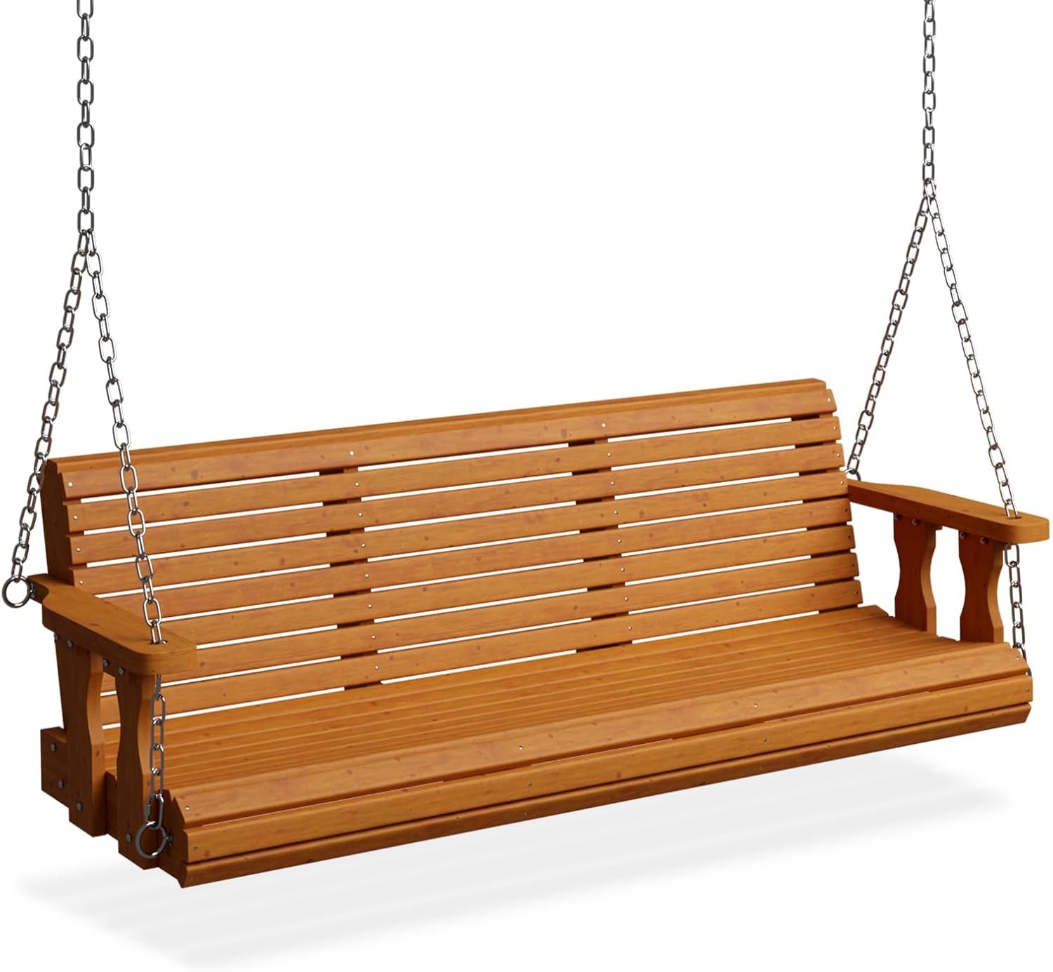 VINGLI 5 Ft Wooden Porch Swing, 880 lbs Capacity, Heavy Duty, Brown