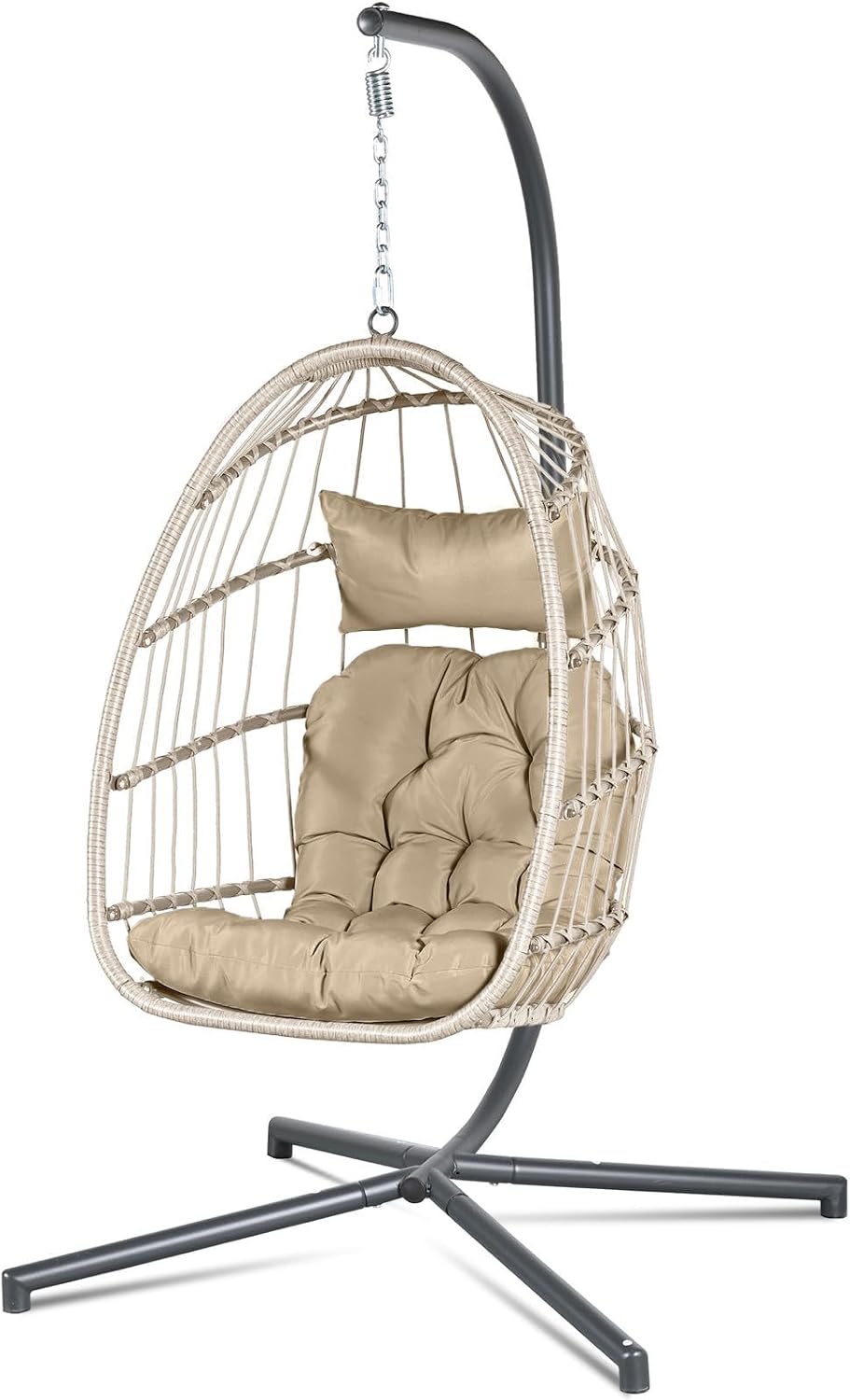 Econohome Hanging Egg Chair with Stand, Indoor and Outdoor Swing Chair with Plush Cushions