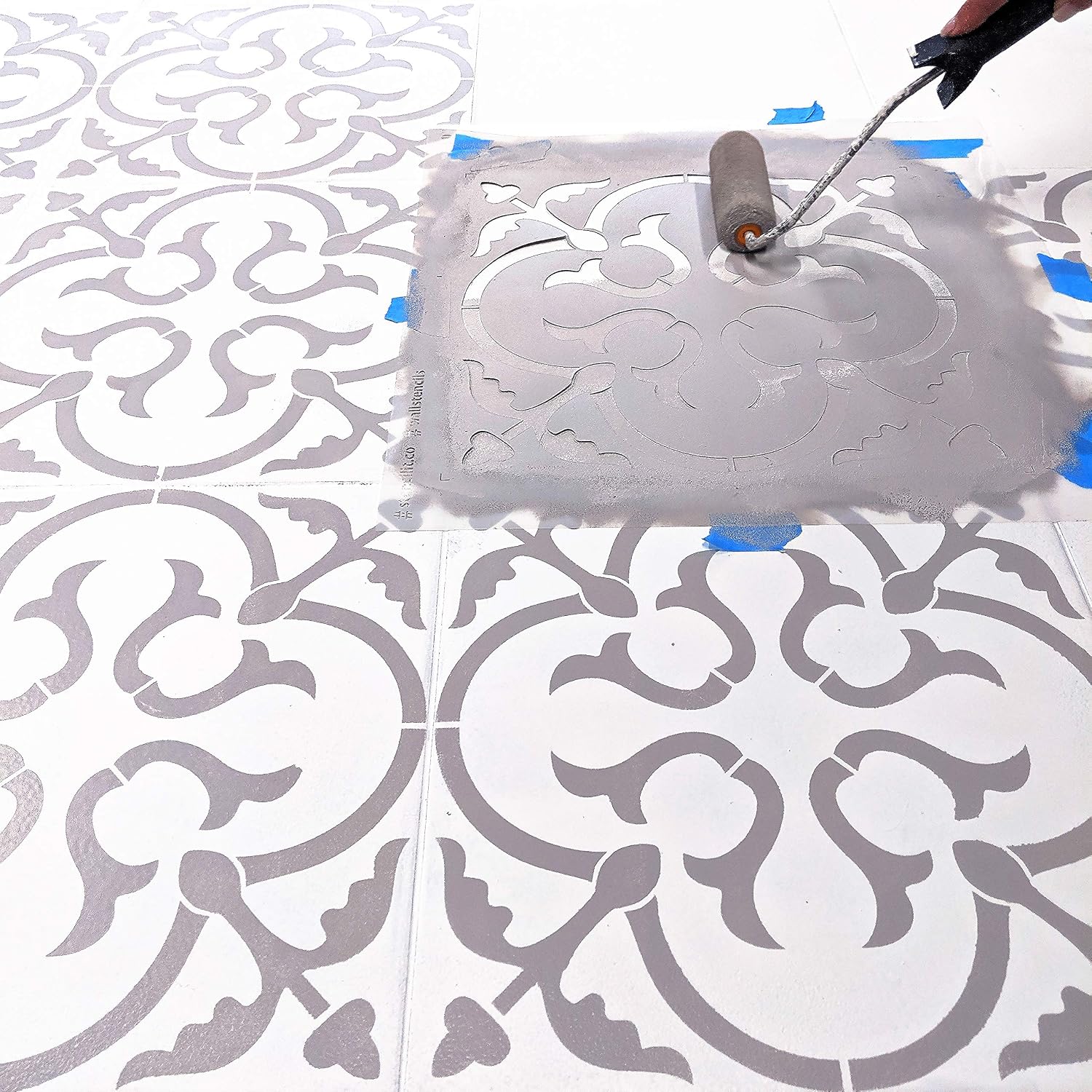 STENCILIT Scandinavian Floor Stencil for 18 x 18 Inch Tile and Concrete Patio