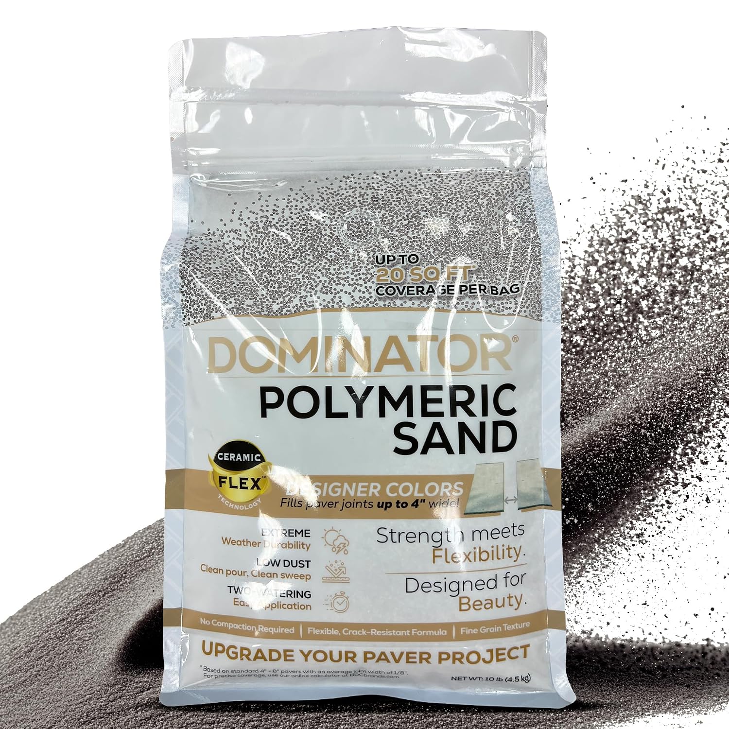 DOMINATOR Polymeric Sand with Ceramic Flex Technology, Charcoal Gray, 10 lb