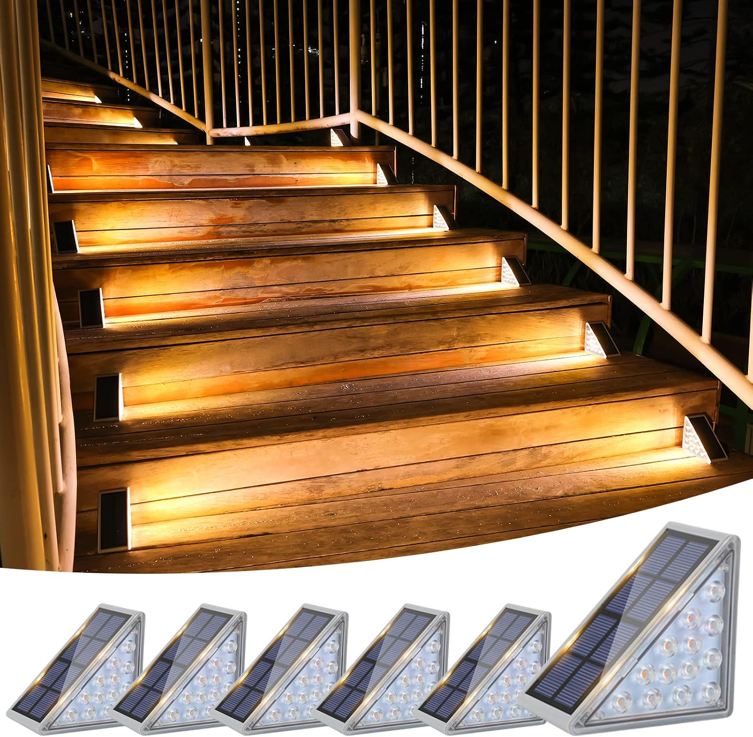 VOLISUN Solar Stair Lights, 6 Pack, Waterproof Outdoor Step Lights