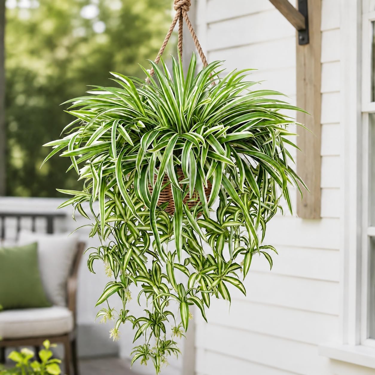 Artificial Hanging Spider Plants, 23.6 Inch, 5 Pack