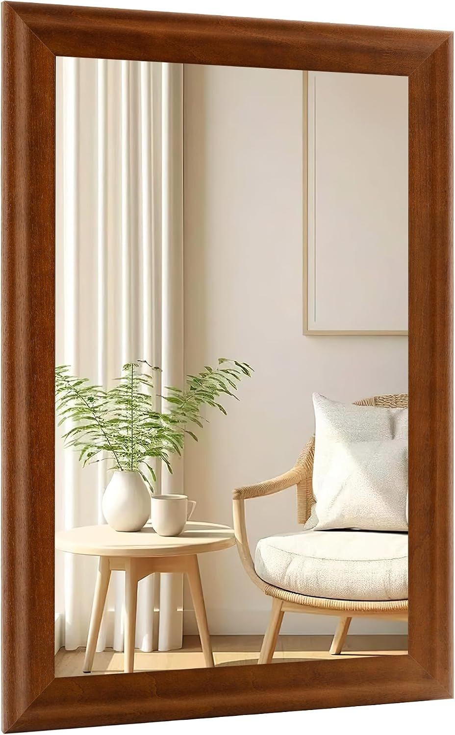 Rustic Wood Framed Wall Mirror, 24 x 36 Inch, Rectangle