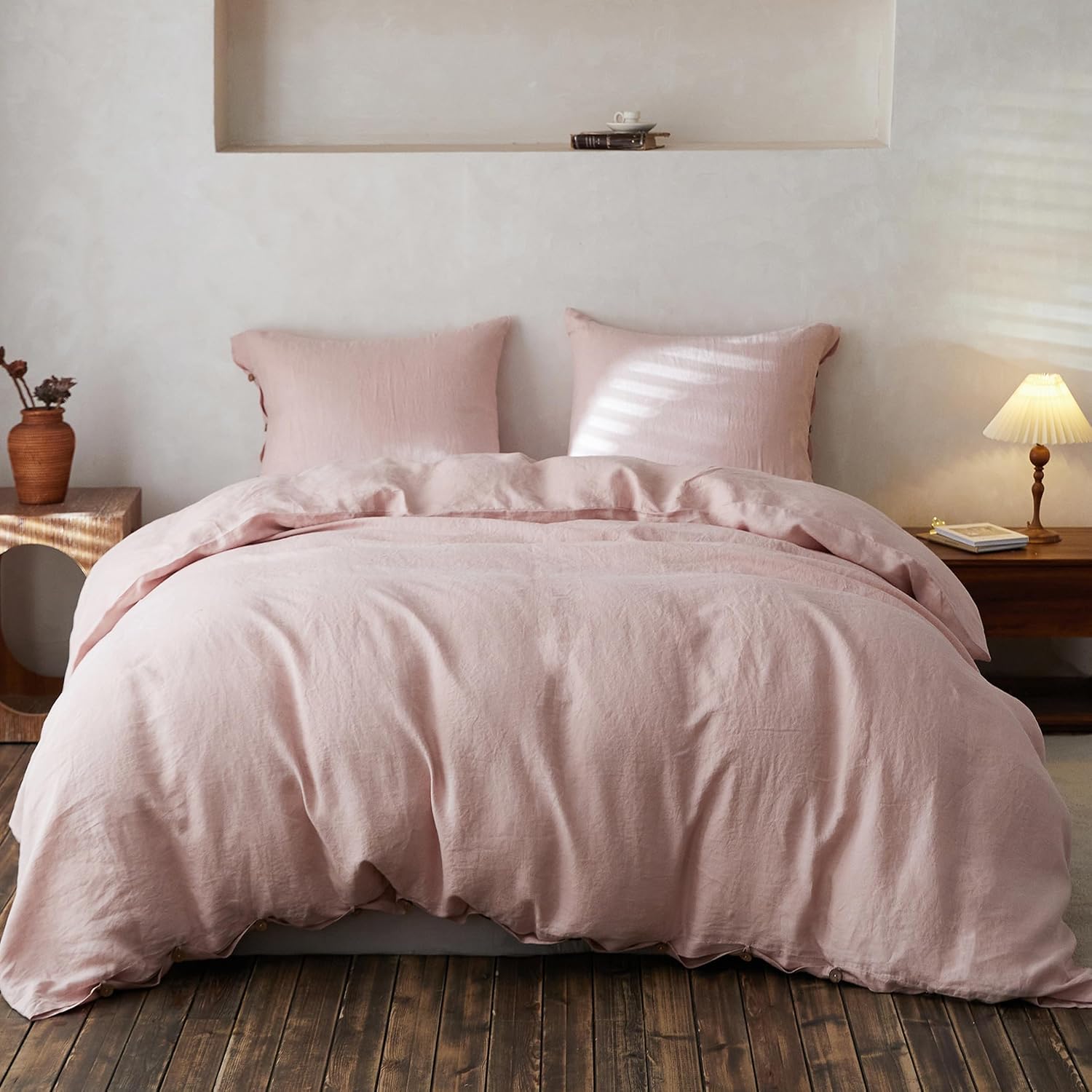 Simple and Opulence 100% Linen Duvet Cover Set, 3 Piece, Belgian Flax