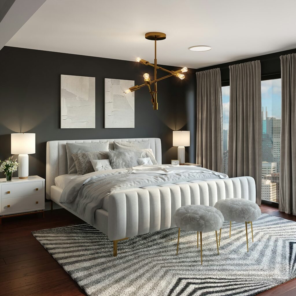 Winter bedding with warm fabrics and layered textures
