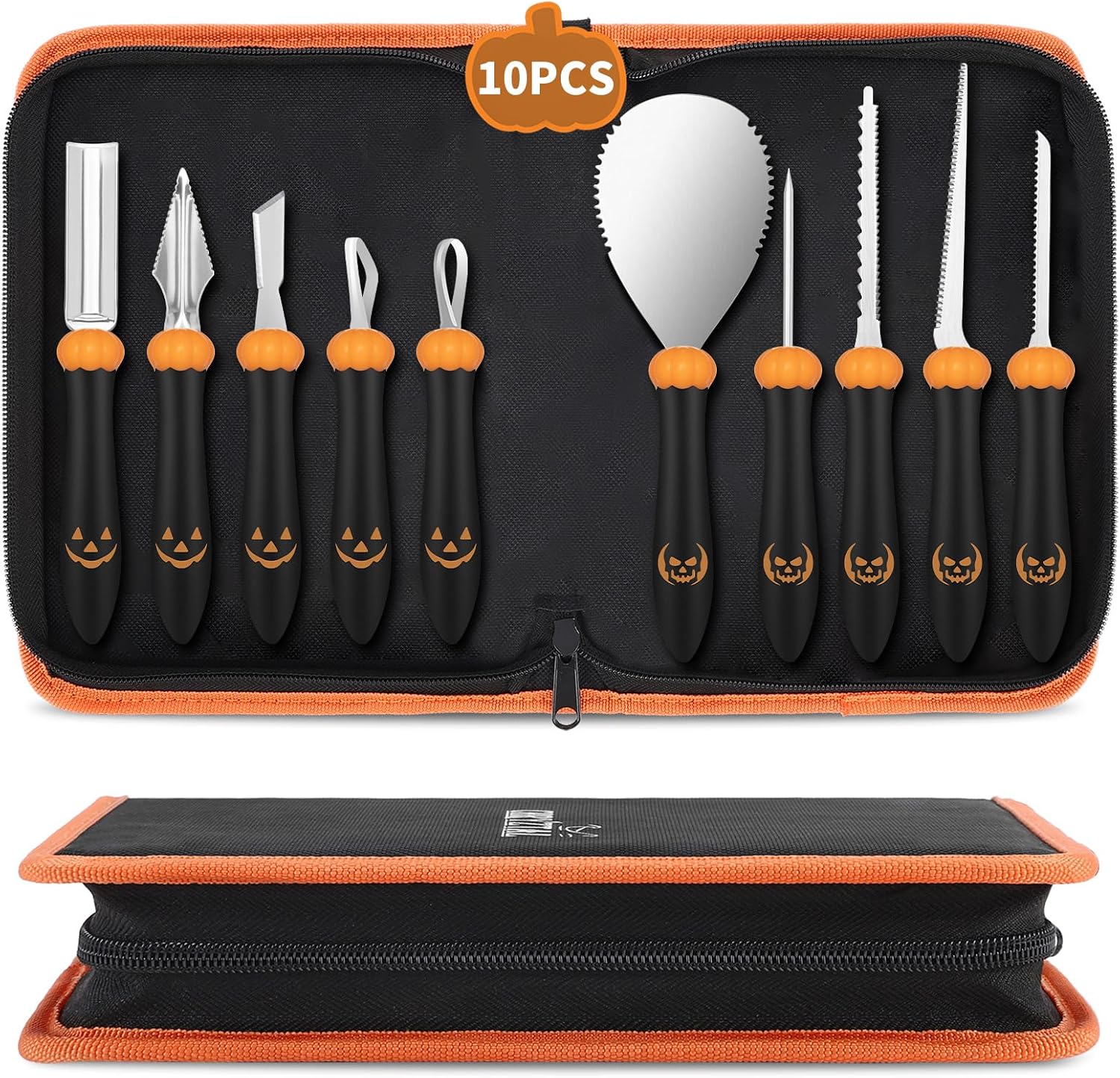 CHRYZTAL 10 Piece Professional Pumpkin Carving Kit, Heavy Duty Stainless Steel