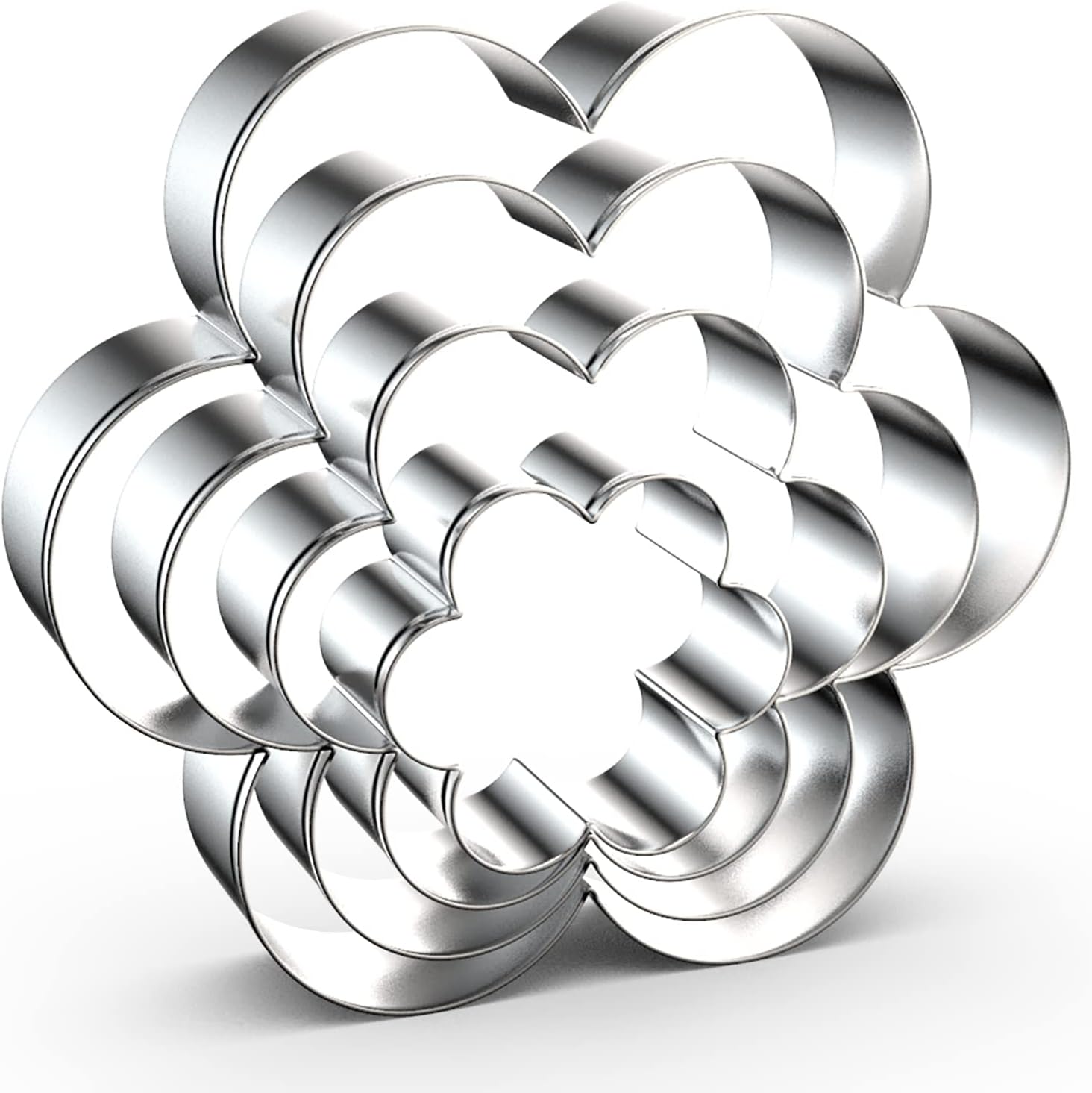 Scalloped Flower Cookie Cutter Set, 6 Petal, 2 to 5 Inch