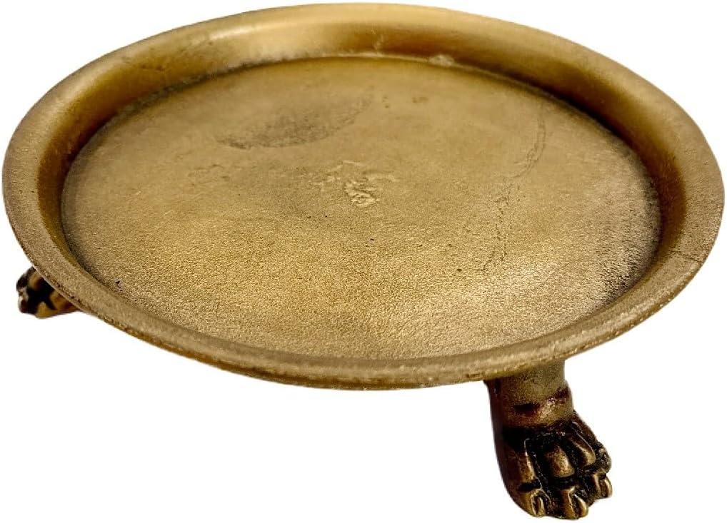 Hapton House Solid Brass Clawfoot Pedestal Dish, 4.6 Inch