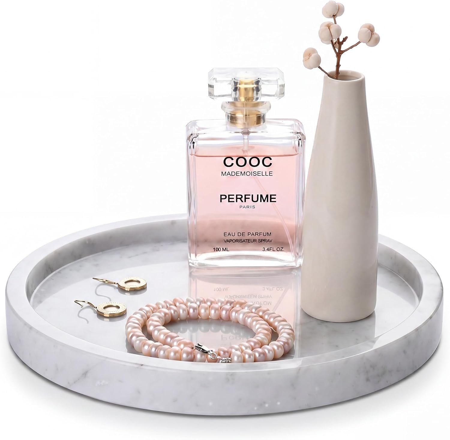 Italian Natural Marble Round Vanity Tray