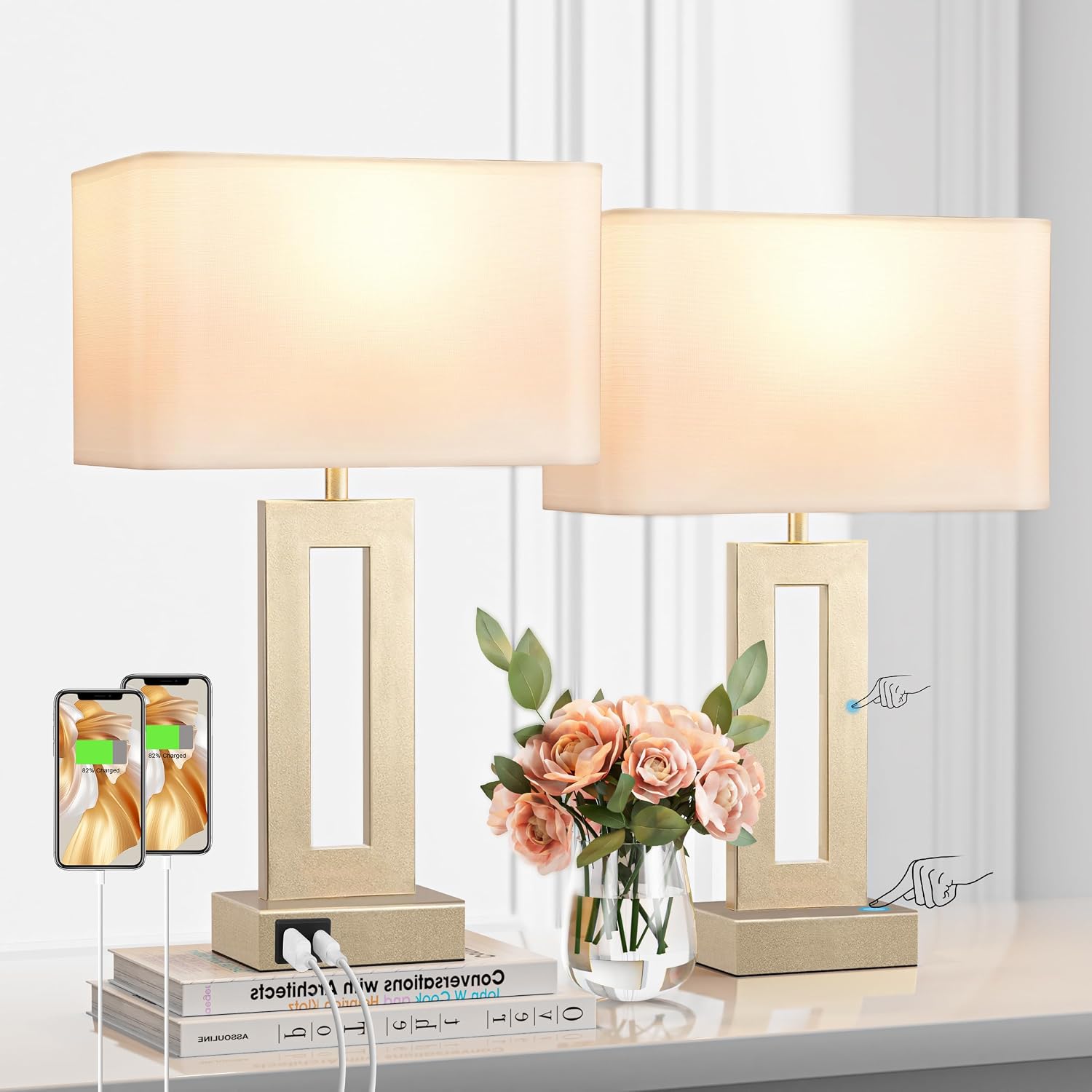 Gold Table Lamps Set of 2, 16.4