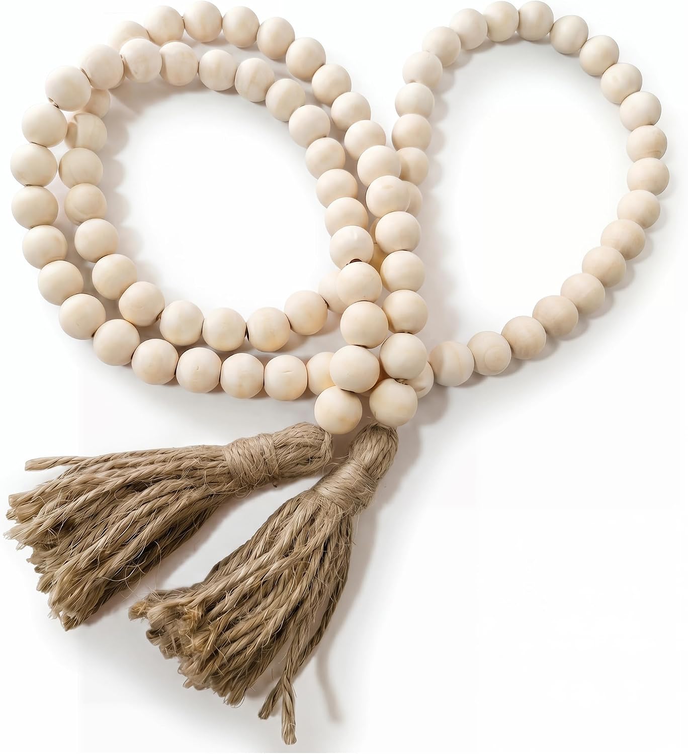 RGB World Farmhouse Solid Wood Bead Garland with Tassels