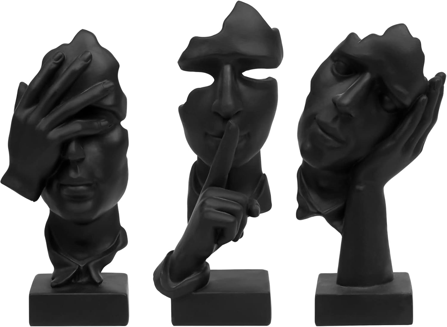 prosfalt Thinker Statue Set of 3, Abstract Art Figurines, Black