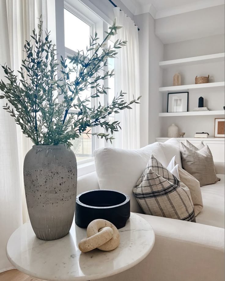 Sculptural decorative object styled on a side table