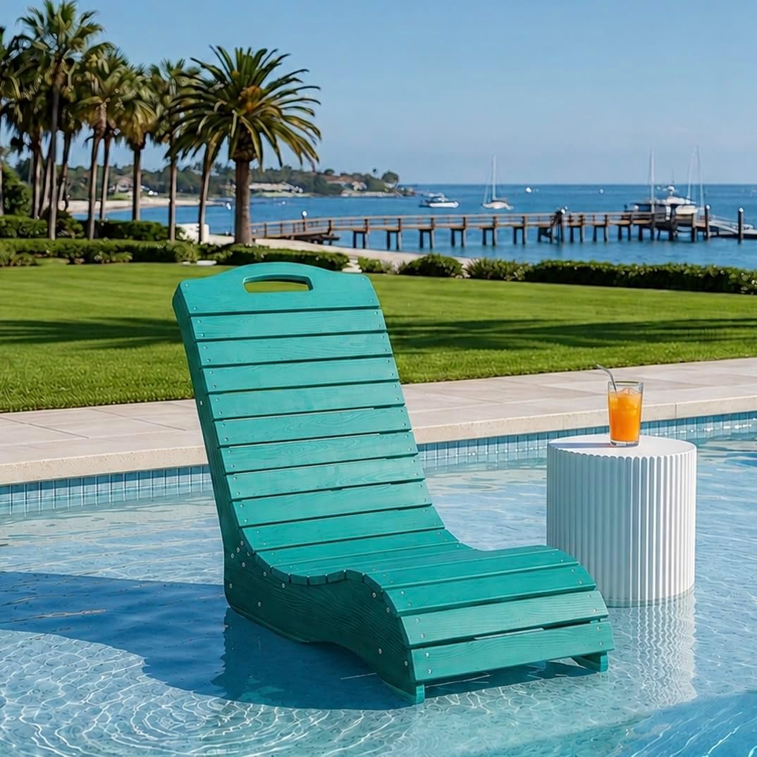 Skybright HDPE In-Pool Chaise Lounge with Wheels, Sun Shelf Lounger
