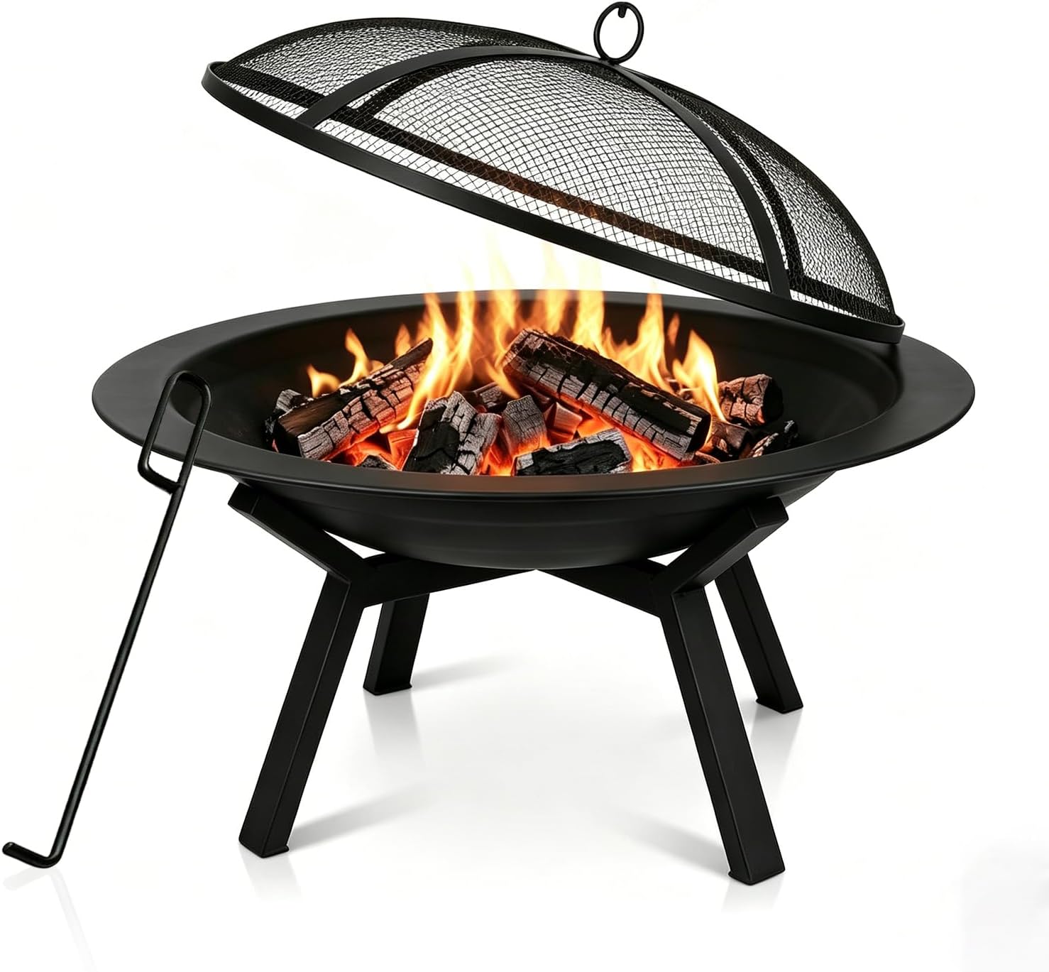 Heavy Duty Round Steel Wood Burning Fire Pit Bowl for Backyard and Patio