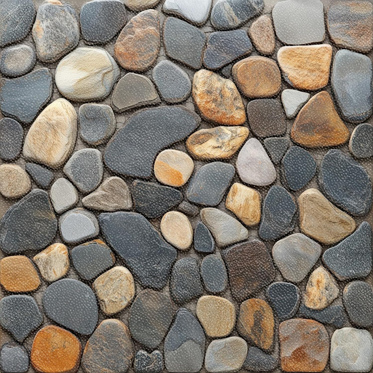 HOMETITUTE Pebble Stone Look 12x12 Inch Peel Stick Vinyl Floor Tile
