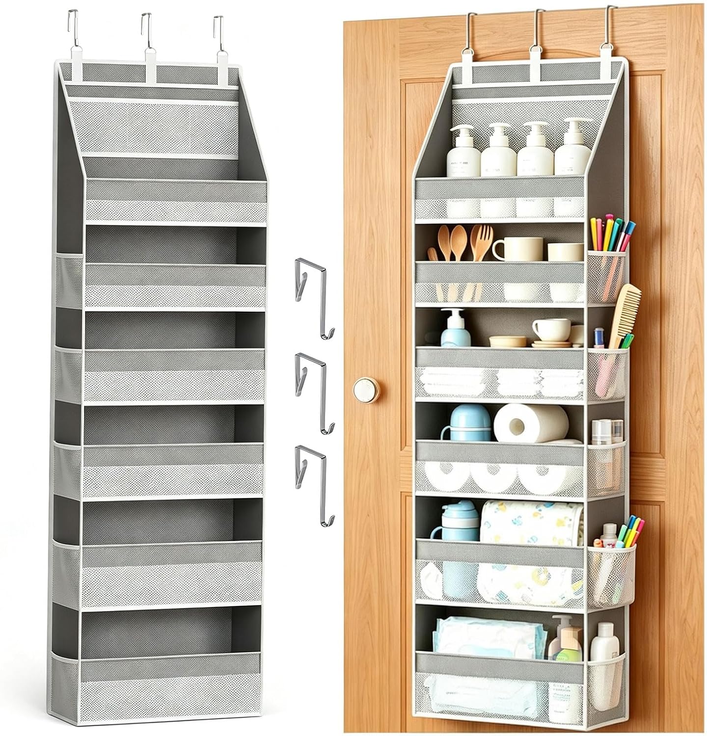 Over the Door Organizer with 6 Large Pockets and 13 Side Pockets