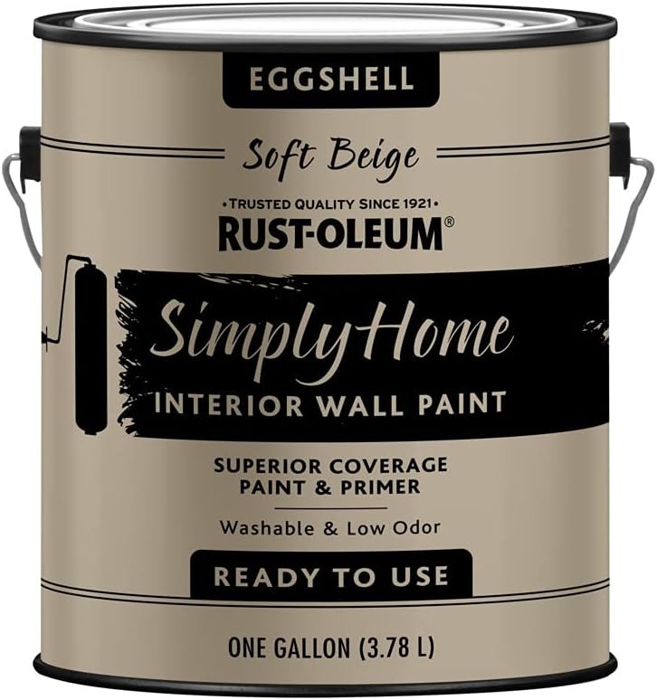 Rust-Oleum Simply Home Interior Wall Paint, Eggshell Soft Beige, 1 Gallon