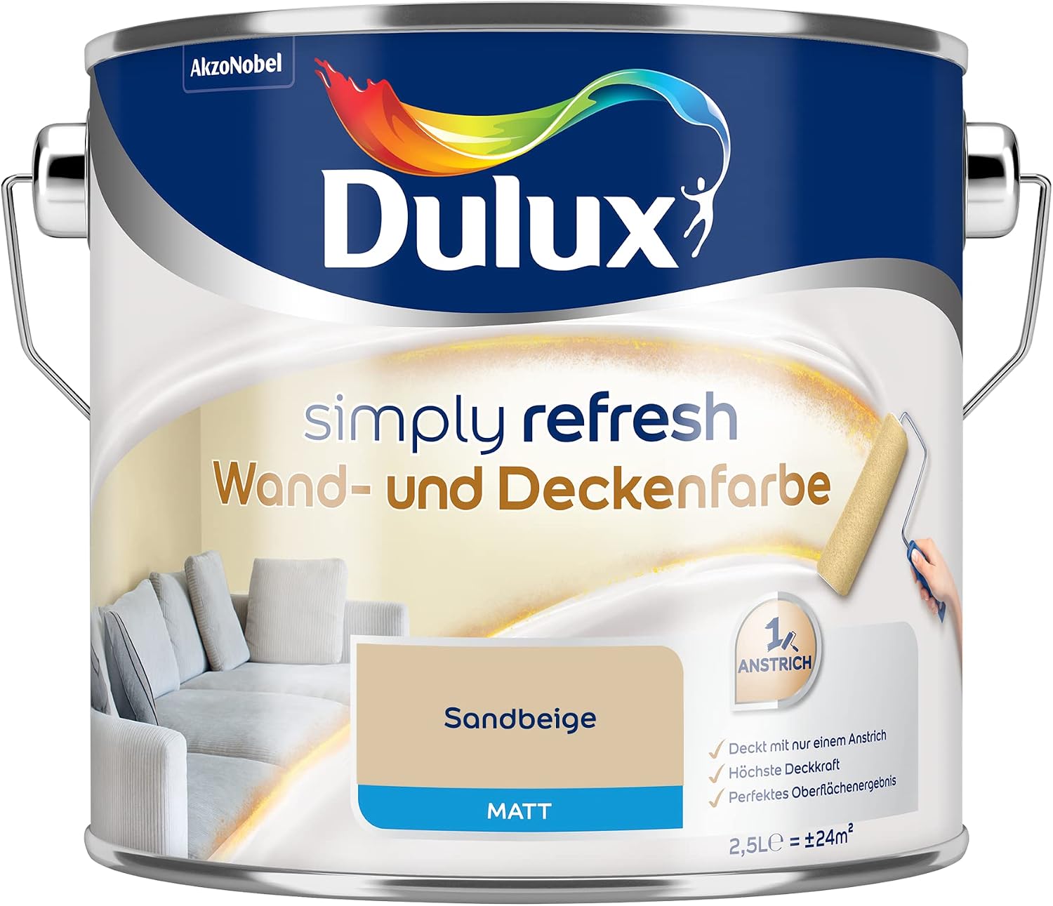 Dulux Simply Refresh Wall and Ceiling Paint, Sand Beige, 2.5 Litres