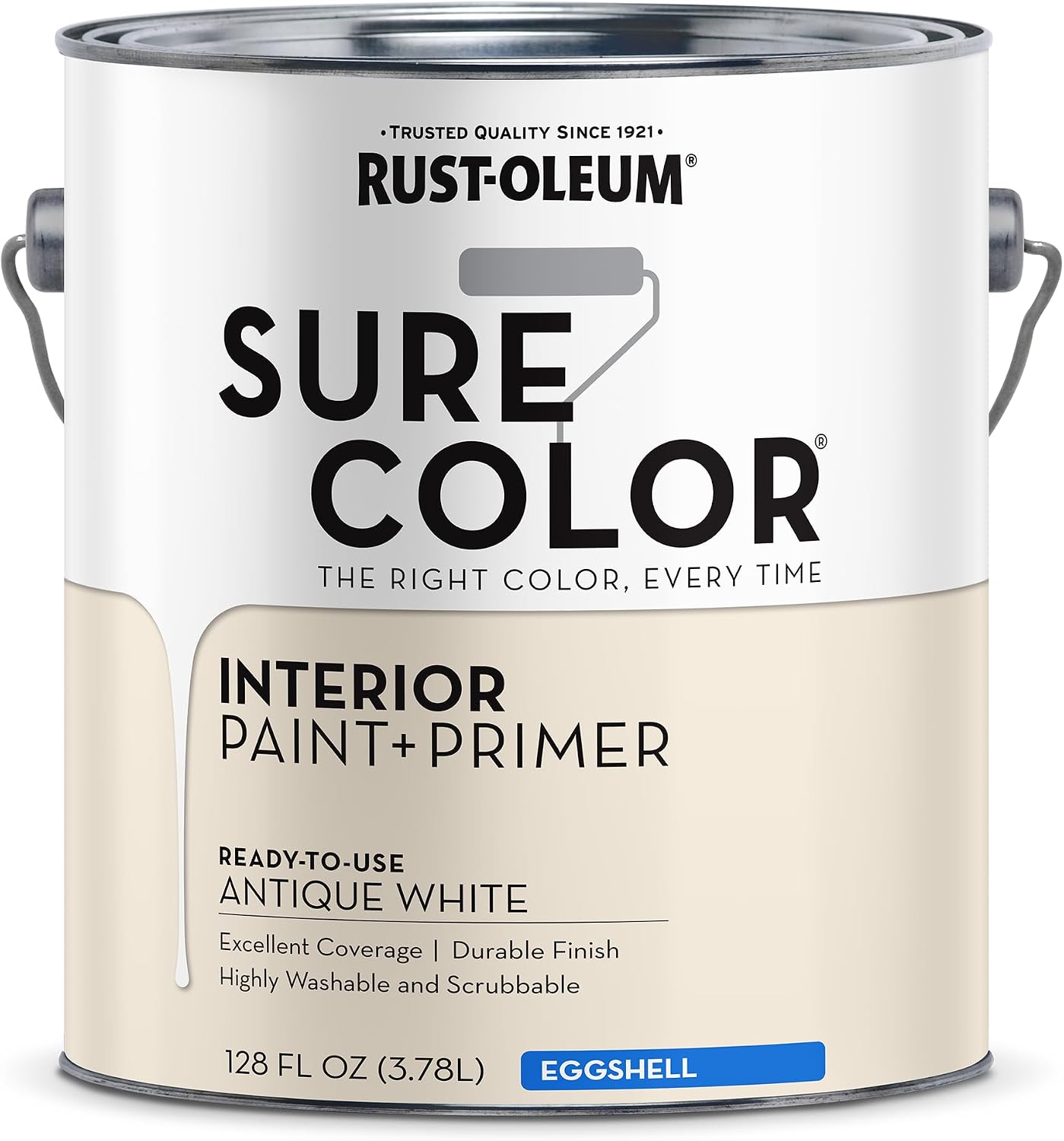 Rust-Oleum Sure Color Interior Paint and Primer, Antique White, Eggshell, 1 Gallon