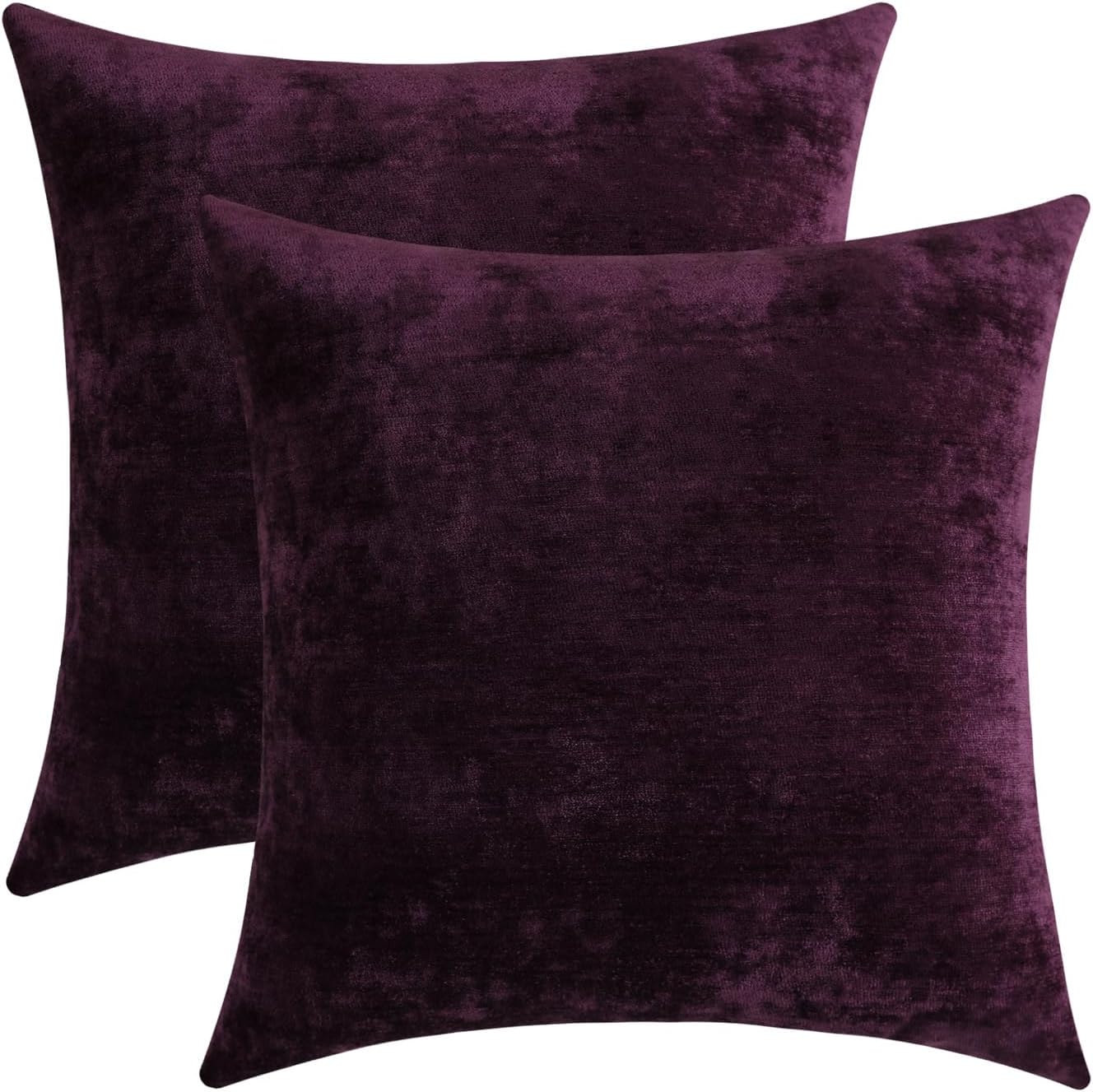 Jeneoo Plum Purple Chenille Throw Pillow Covers, Soft Square Cushion Cases