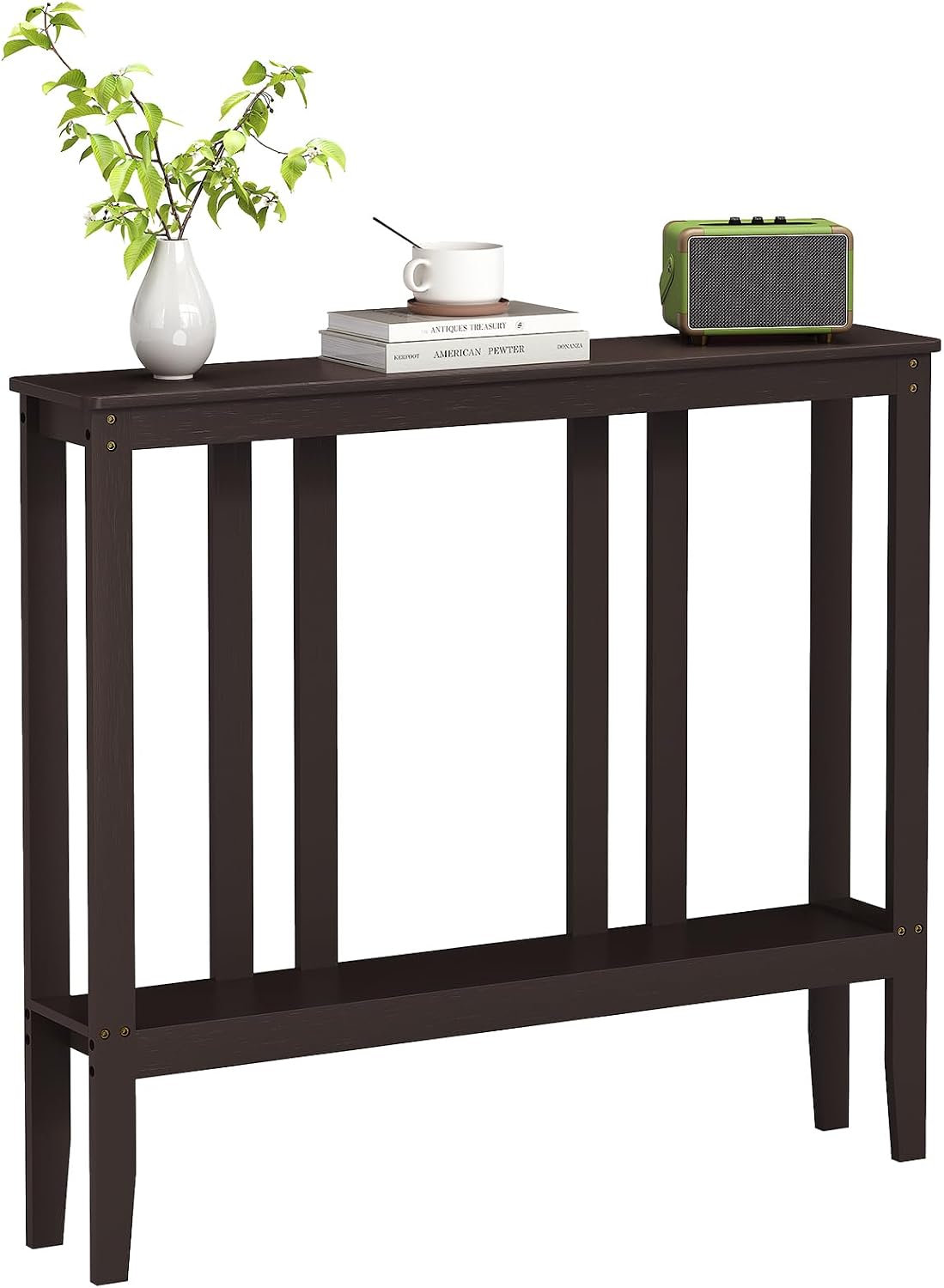ELYKEN Bamboo 2-Tier Narrow Console Table, 36.2