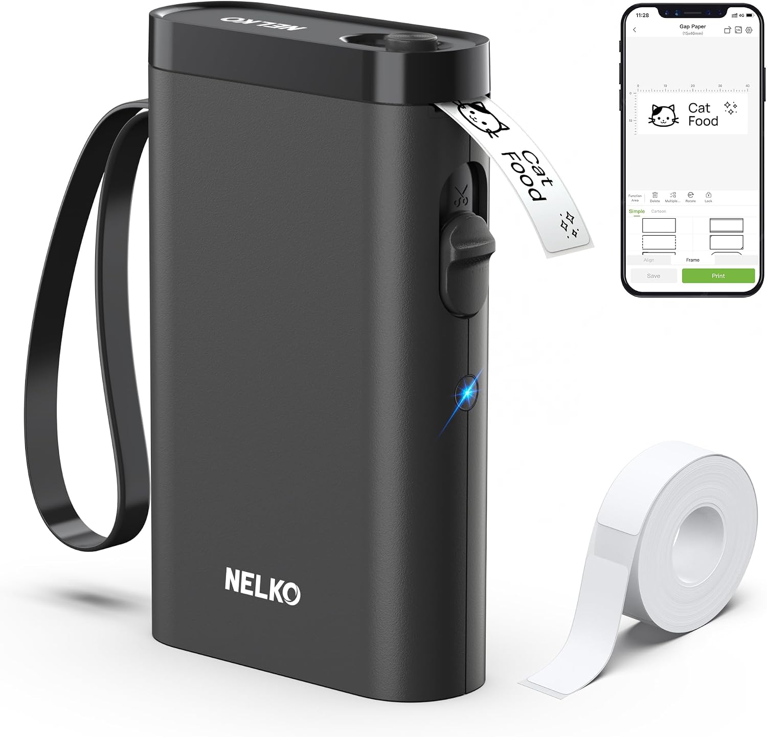 Nelko P21 Bluetooth Label Maker Machine with Tape, Black