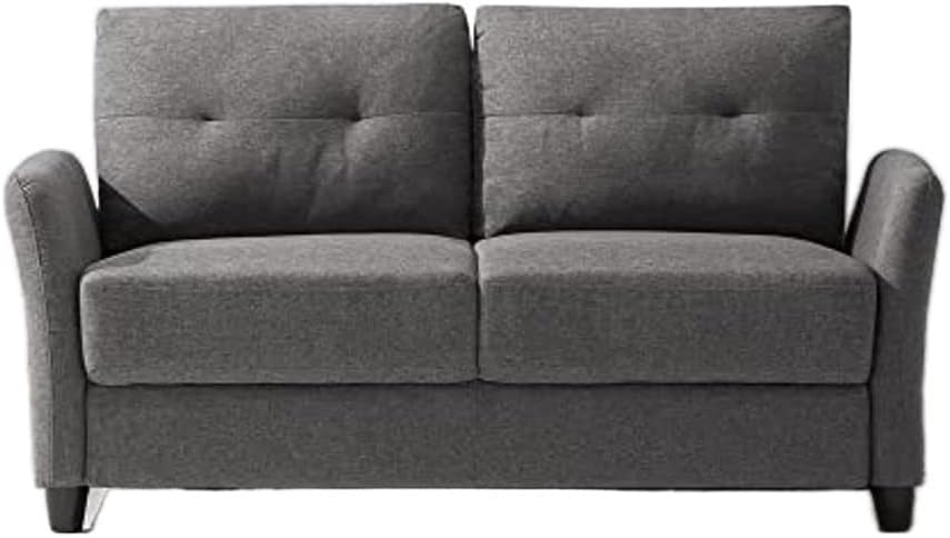 Tufted Loveseat Sofa with Easy Tool-Free Assembly, Dark Grey