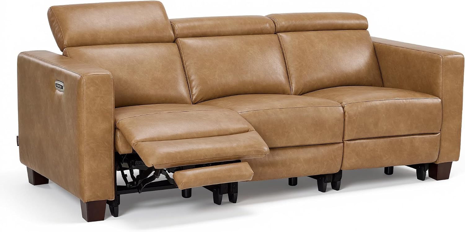 MCombo 85.4 Inch Zero Wall Hugger Power Recliner Sofa, Toast