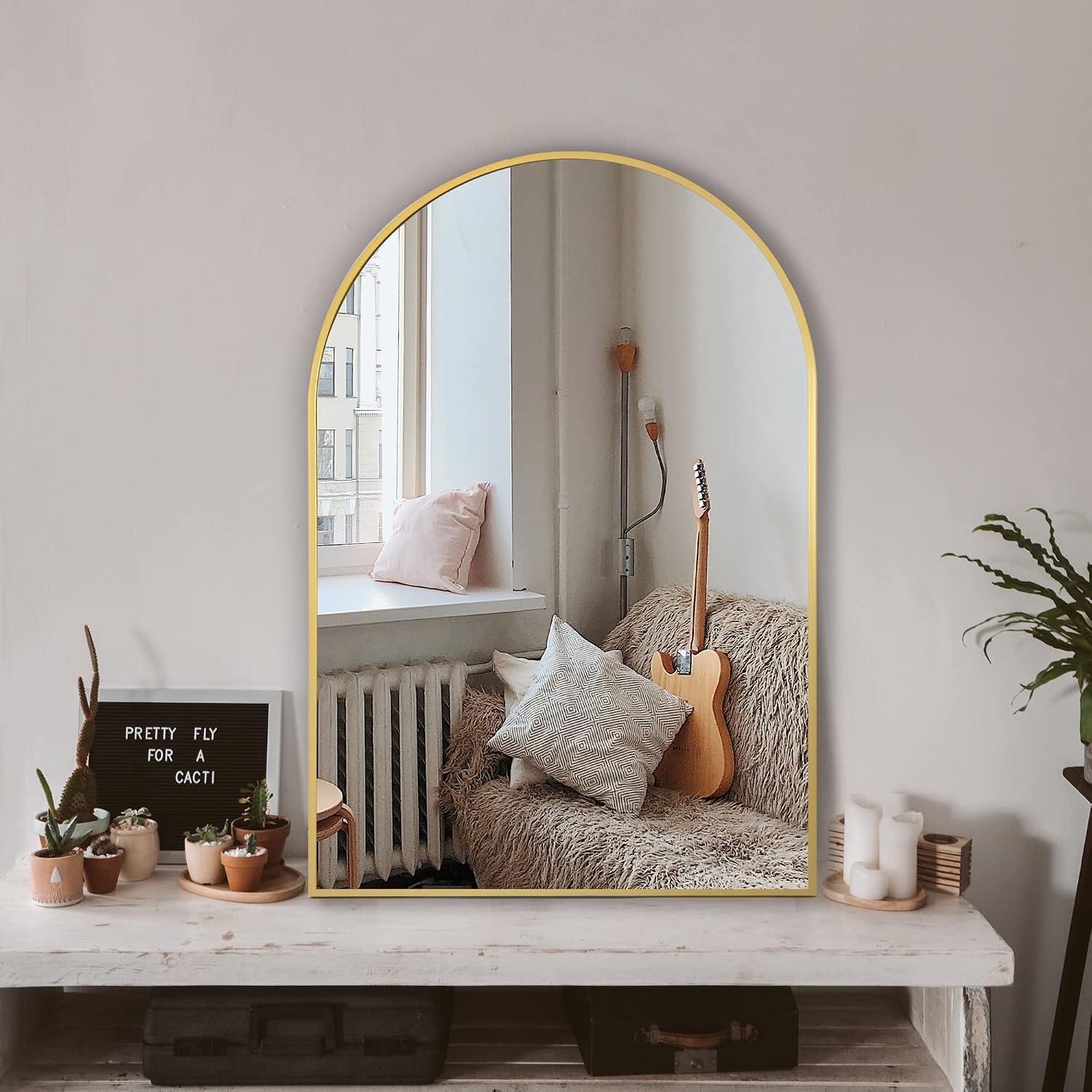 Arched Bathroom Mirror for Wall, 36
