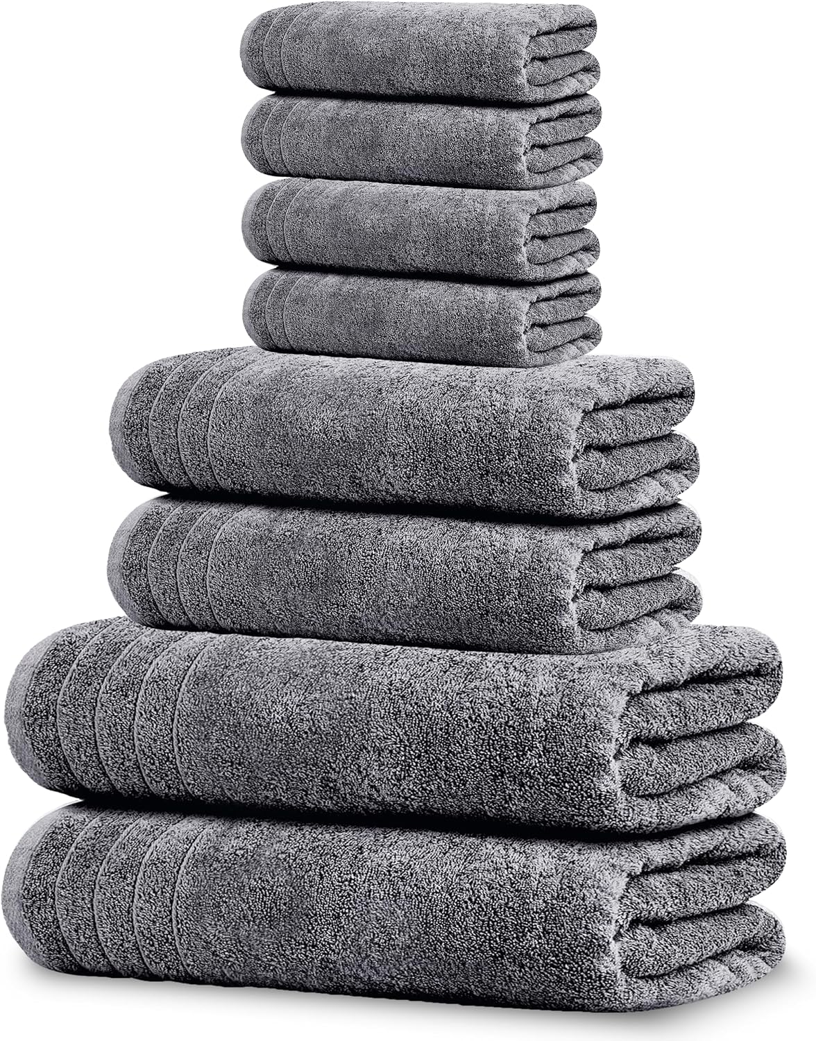 Tens Towels 8 Piece Towel Set with 2 XL Bath Towels, Dark Grey