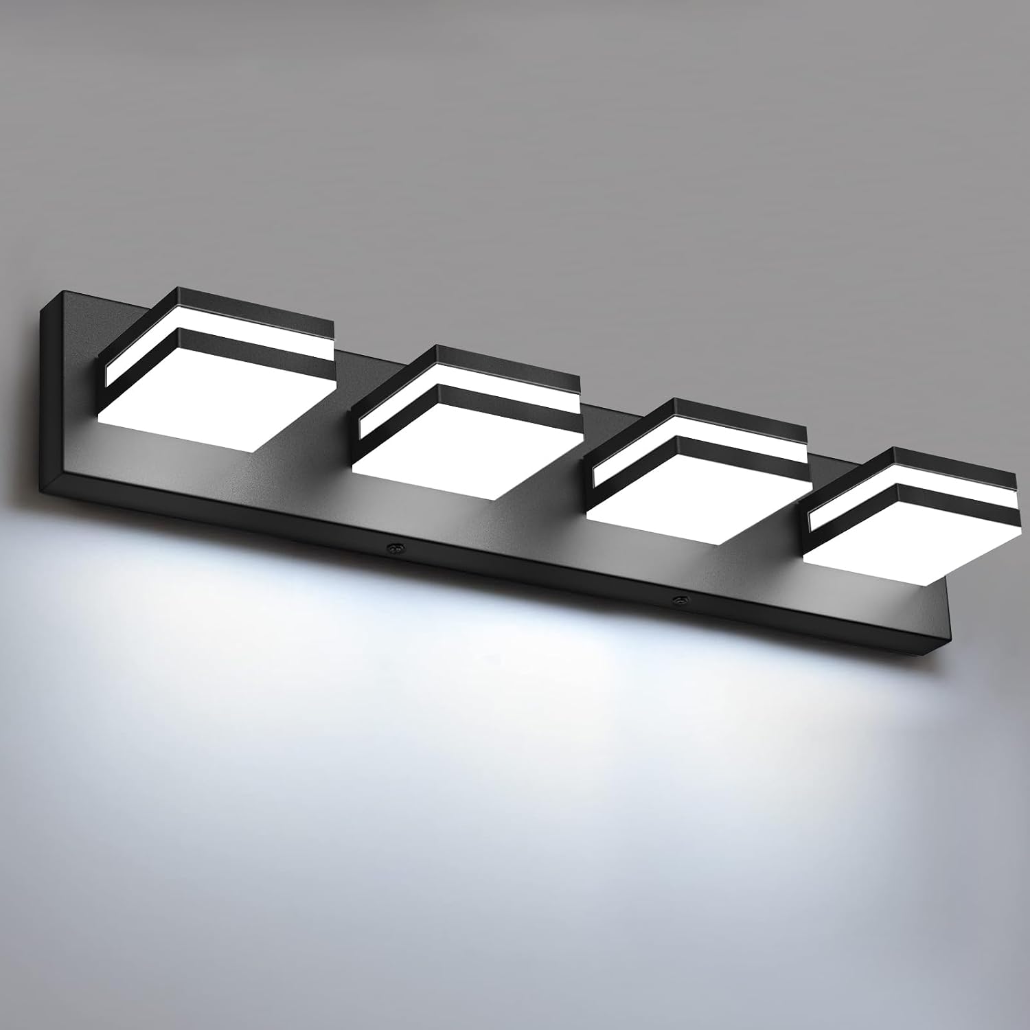 IZORRO 4-Light Dimmable Modern LED Bathroom Vanity Light, Matte Black