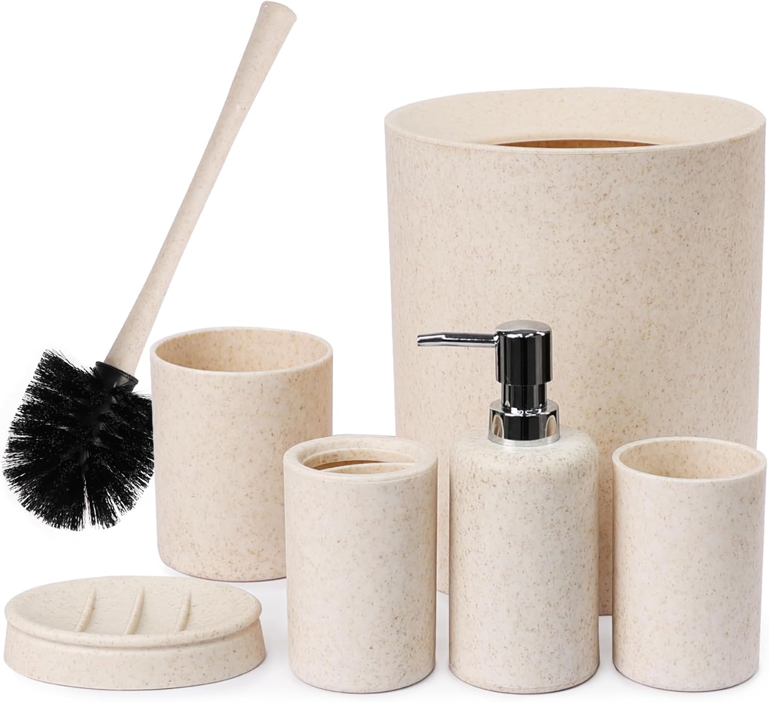 CERBIOR 6 Piece Bathroom Accessories Set, Beige