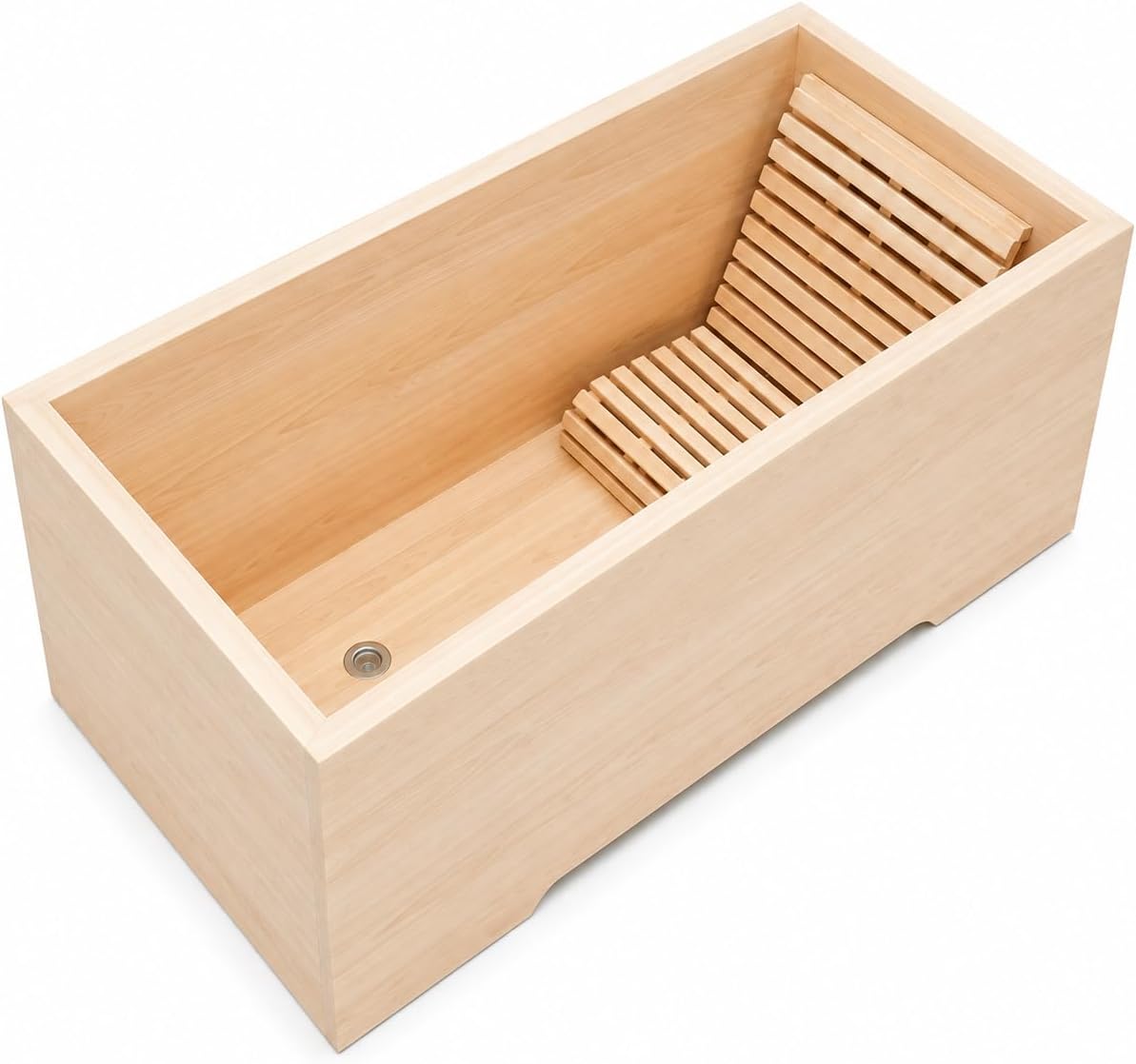 35.4 Inch Japanese Hinoki Wood Soaking Tub, Compact Home Spa