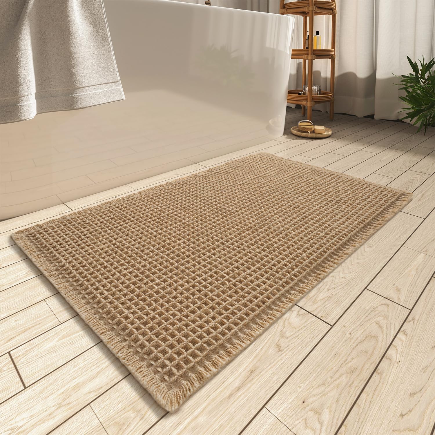 Ultra Absorbent Non-Slip Waffle Bath Mat, 17 x 24 Inch