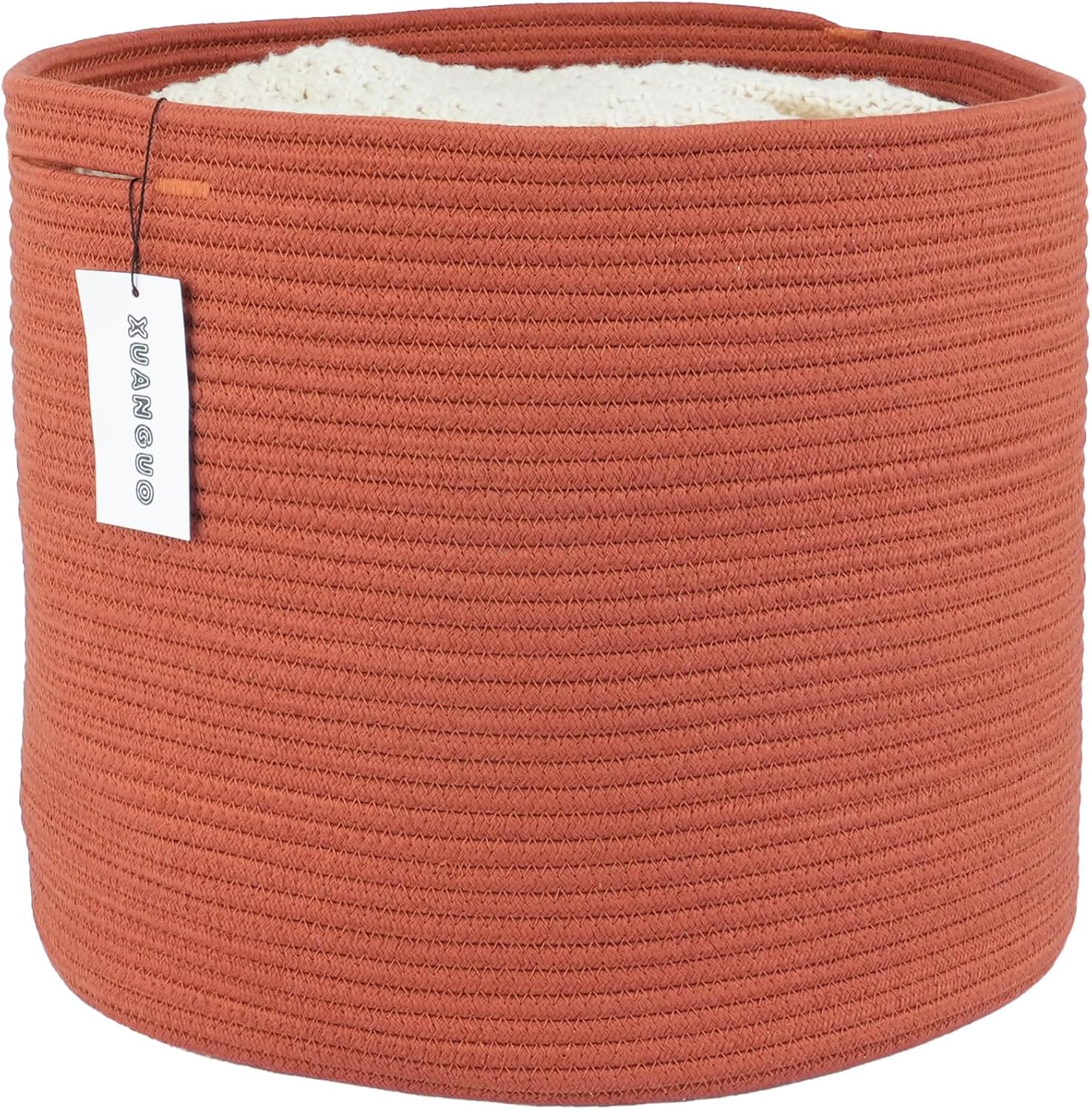 XUANGUO Rustic Cotton Rope Basket, 16 x 14 Inch