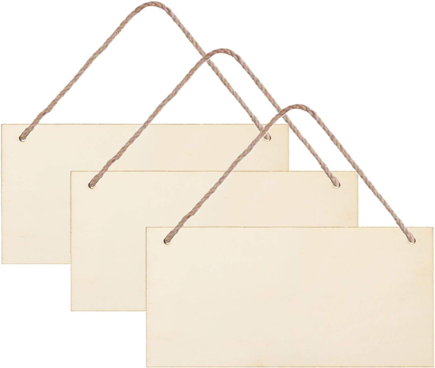 JANOU 3 Piece Unfinished Wood Hanging Sign Blanks, Rectangle