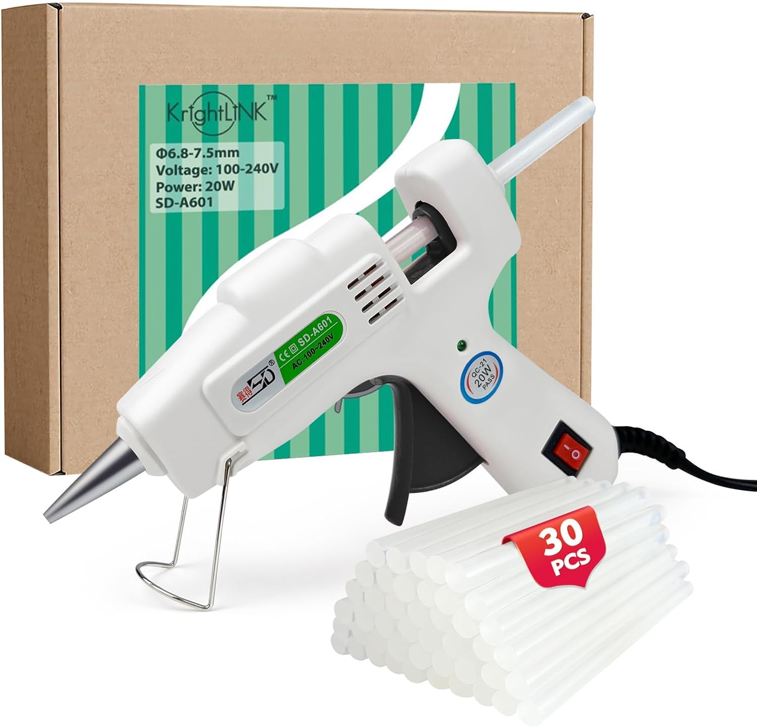 Krightlink Mini Hot Glue Gun Kit with 30 Glue Sticks, 20W Fast Preheating