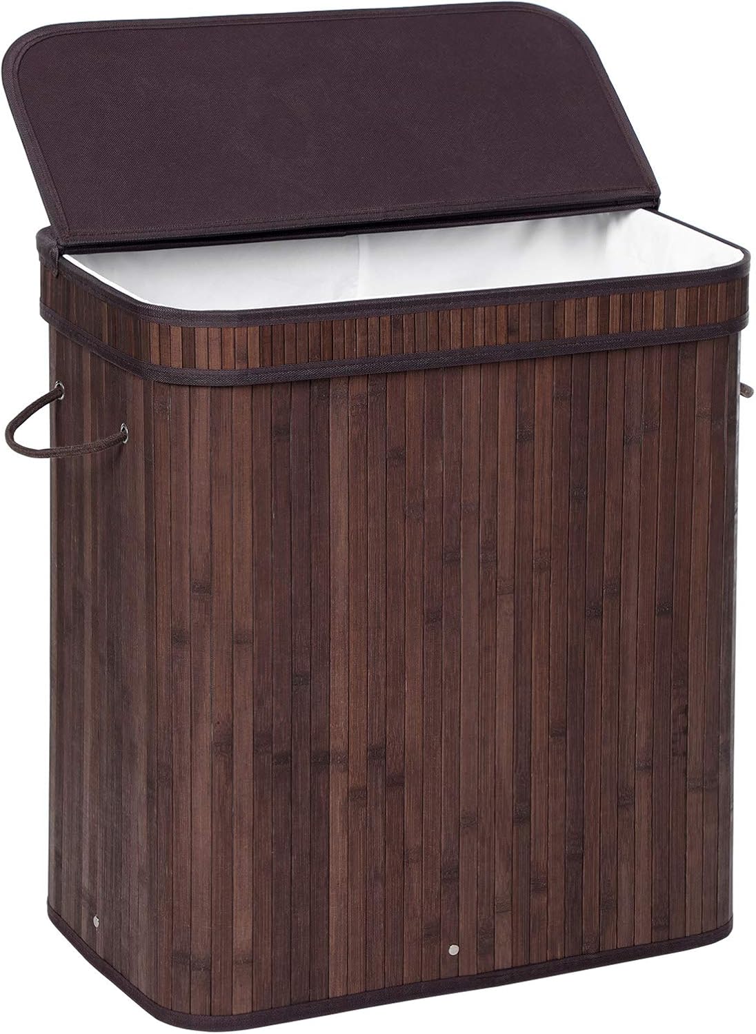 SONGMICS 100L Bamboo Laundry Hamper with Lid and Handles