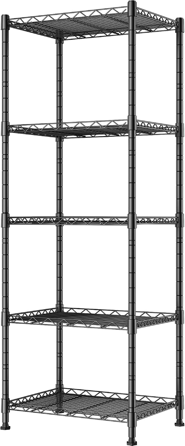 REGILLER 5-Wire Shelving Metal Storage Rack, Adjustable Shelves